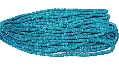 Turkusowe koraliki w kształcie koła, sznur 40 cm, syntetyczne niebieskie turkusowe koraliki do produkcji biżuterii, pracy koralików, sztuki i rzemiosła (5)