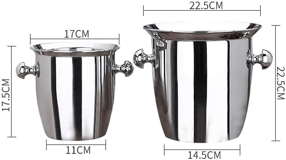 Stainless Steel Ice Bucket with Tongs - 2 Liter Double Walled Insulated with Airtight Leak Resistant Lid and Carrying Handle – Mirror Polish Finish – Elegant Gift (Size : 2L - 1717.5cm)