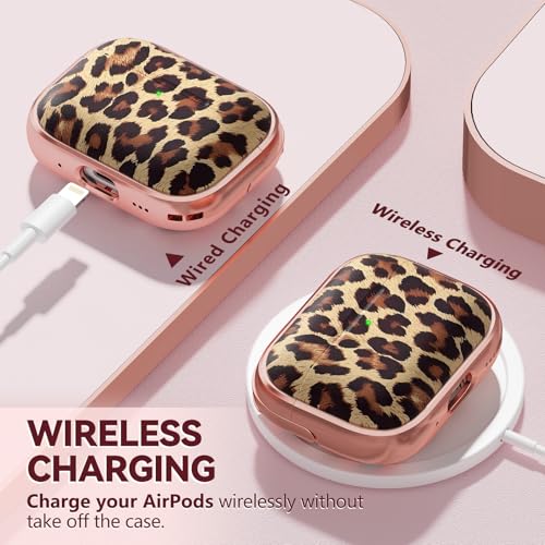 Image of Inesore for AirPods Pro 3 Case Cover 2025 with Lock-Brown Jaguar | Two-Piece Design,with Gold Keychain & Clean Pen, As Phone Stand,Support Wireless Charging,Cute Luxury Case for Women Girly