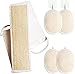 VEGCOO 7 Stück Luffa Duschschwamm Rückenbürste set, 4 Natürliche Loofah Körperbürste und 1 Schwammgurke Dusche Rückenbürste 2 Transparenter Haken, Peeling Schwamm Handschuh Bürste