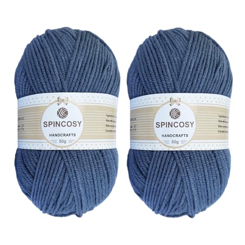 Image of 2 Pcs Crochet Yarn, Feels Soft 280 Yards Assorted Colors 4ply Acrylic Yarn,Yarn for Crochet & Hand Knitting (Navyblue)