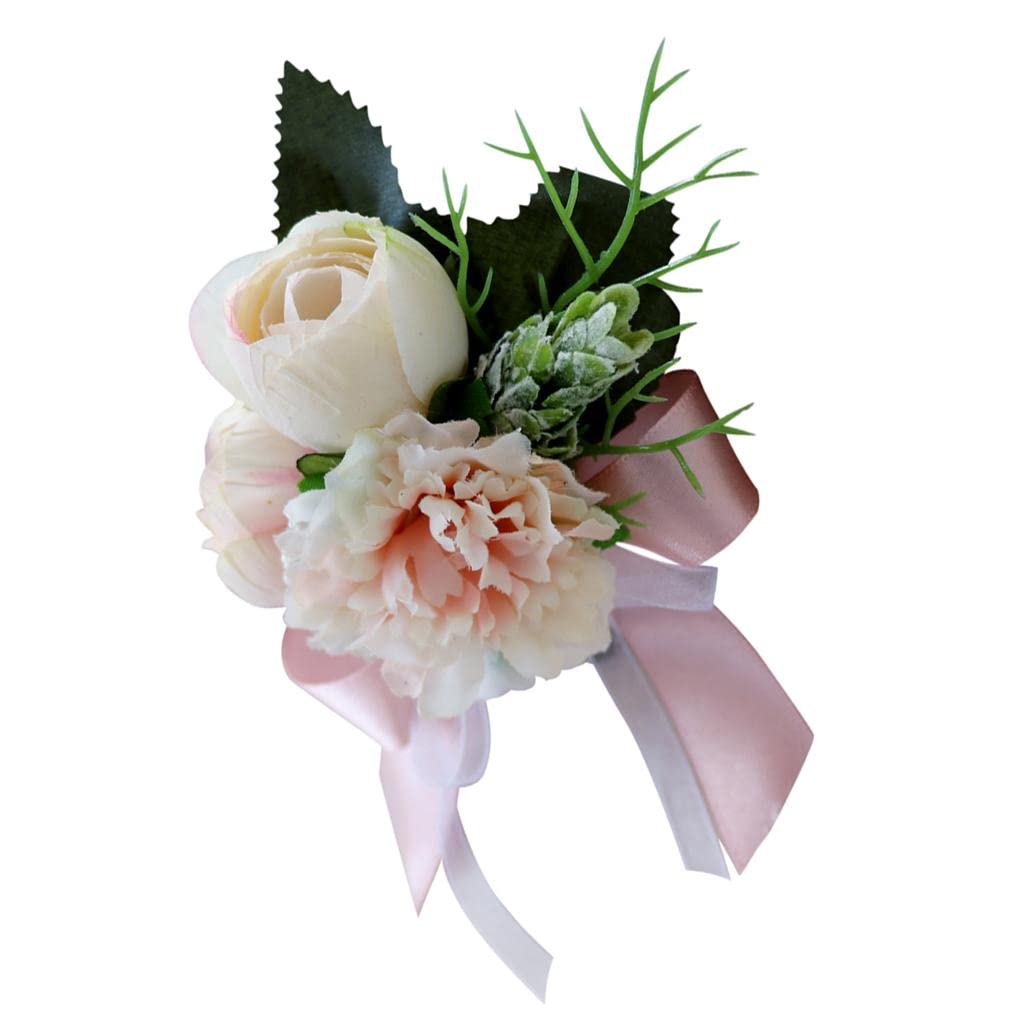Dovewill Wedding Tea Rose Carnation Corsage Bridal Groom Flower Brooch Pin Party Decor