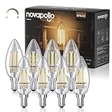 novapollo E14 LED Candle Bulbs Dimmable 4.5W, 40W Equivalent 470LM Soft Warm White 2700K, SES Small Edison Screw, High CRI C35 LED Clear Filament Bulb for Chandeliers UK CA Certified 8 Pack - Image 1