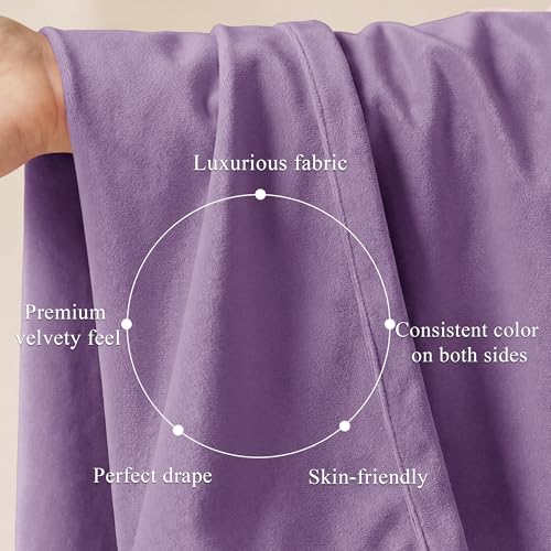 Image of Lavender Velvet Privacy Curtains for Nursery, W52xL84 inches, 2 Pcs | 300GMS Soft Back Tab Pinch Pleat Thermal Insulated Drapes for Nursery, Light Dimming, Elegant Decor, Backdrops, Wedding Party