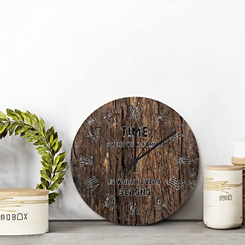 Grande horloge murale design marron en bois de 38cm pour chambre et séjour - 3
