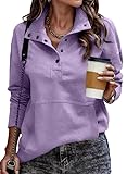 SHEWIN Oversized Sweatshirt for Women Loose Fit Casual V Neck Pullover Sweatshirts Lightweight Fall Long Sleeve Tops for Women 2025,US 16-18(XL),Purple