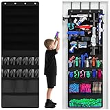 Über-der-Tür-Organizer für Spielzeugpistolen, Aufbewahrungstasche mit Fächern & Klettbändern – für Schaumstoff-Blaster, Darts, Schutzbrillen – Platzsparender Türorganizer für Kinder- & Spielzimmer