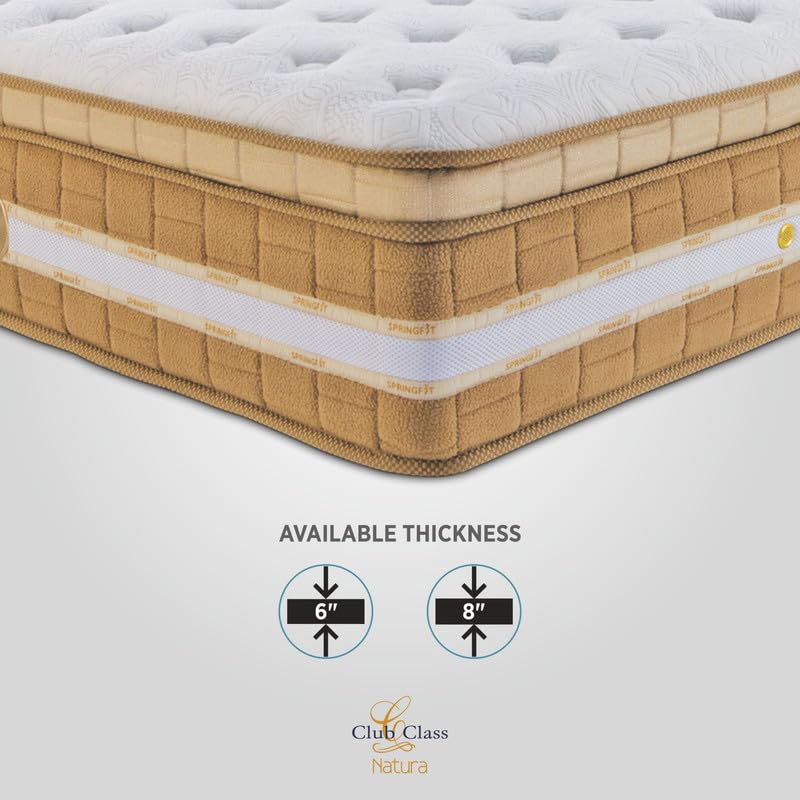 Image of Springfit Club Class Natura Mattress with Pocket Spring and Aerosleep Memory & HR Foam | 6 Inches Double Size (72x48x6) | Medium Soft | CertiPUR-US & Certiguard Technology
