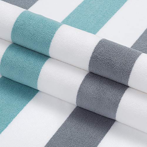 Cabana Beach Towel by Laguna Beach Textile Co, Oversized Stone and Sea Glass Green Summer Sunbathing and Pool Side Lounge Comfort, Plush Cotton Softness with Colorful Stripes, Large 70” x 35” - Thumbnail 6
