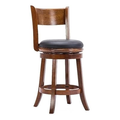 Boraam Palmetto Counter Height Swivel Stool, 24-Inch, Walnut