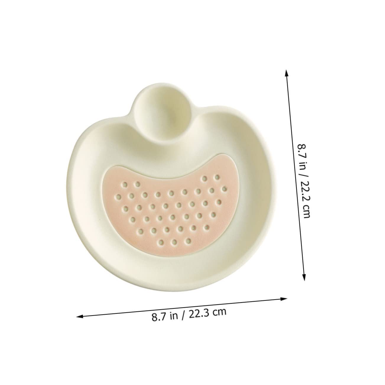 HOLIDYOYO Compartment Dumpling Plate Fruit Dip Separated Dinner Plate Seasoning Plate Sushi Plates and Soy Sauce Bowls Seasoning Dish Divided Snack Plate 2 Tier Tray Beige Ceramics