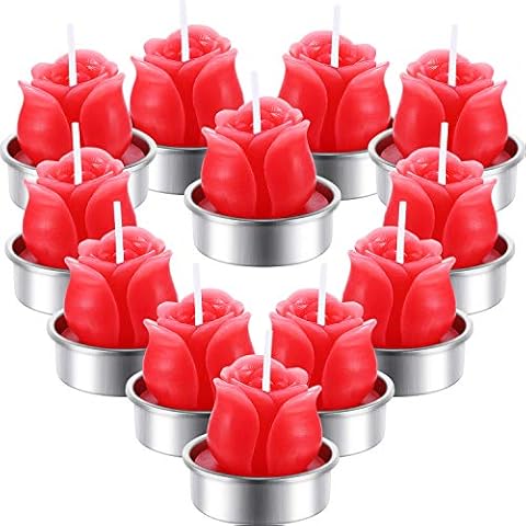 12 Pieces Rose Tealight Candles Handmade Delicate Rose Flower Candles for Valentine's Day Party Wedding Spa Home Decoration Gifts (Style E) Cover