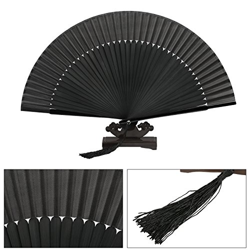 Metable Black Silk Folded Hand Fan Bamboo Handheld Folding Fan With Gift Boxed Oriental Handmade For Diy Wall Decoration Wedding Party Favor Women Man Dancing Show Prop #TOP5