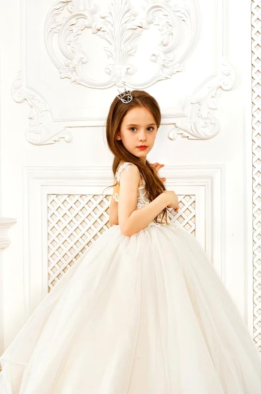 Lace Flower Girl Dresses for Wedding Tulle Pageant Dress for Girls Princess Party Ball Gown4