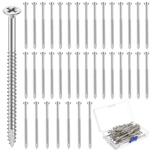 Image of 50 Pack Satin Nickel Wood Screws #9 Extra Long Heavy-Duty Hinge Screws for Doors, Cabinets, Furniture & DIY Projects (3 Inch,Sliver)