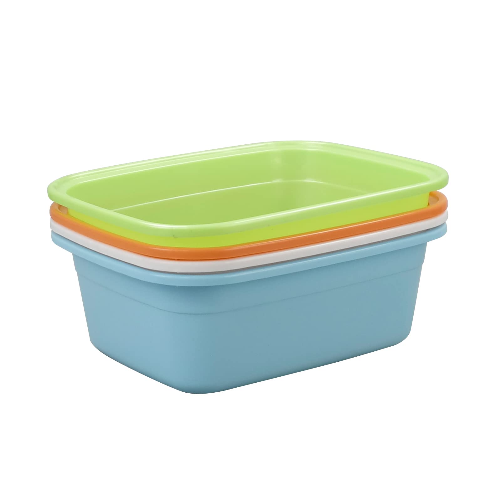 Cuenco de plástico de 12 L, recipiente rectangular para platos, lavabo de colores, 4 paquetes