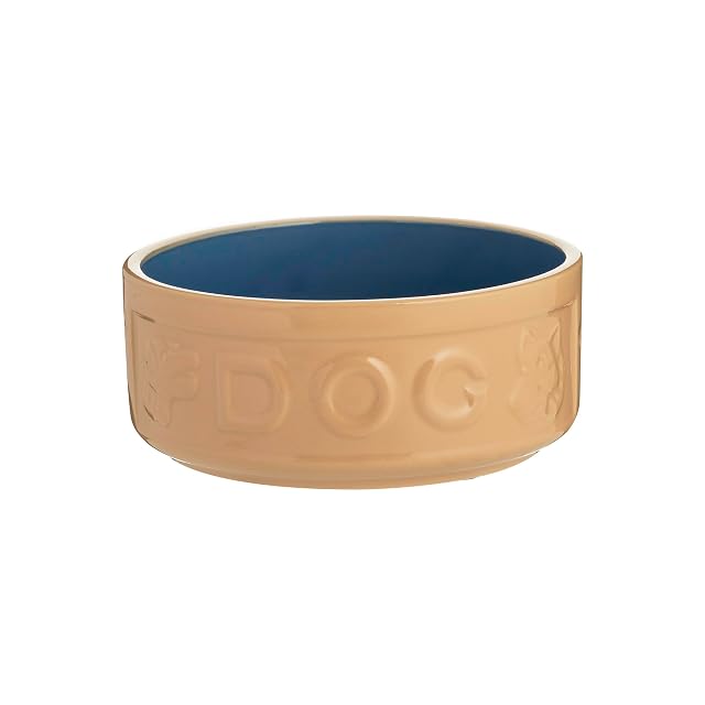 Mason Cash Cane and Blue Lettered Stoneware Dog Bowl, 15 cm