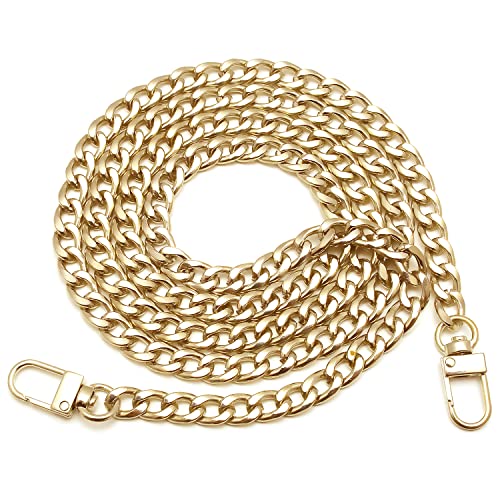 Image of 47.2 inch DIY Iron Flat Chain Belt, Handbag Replacement Belt, Shoulder Belt, Wallet Chain Belt, Metal Buckle (Light Gold 1 PCS)