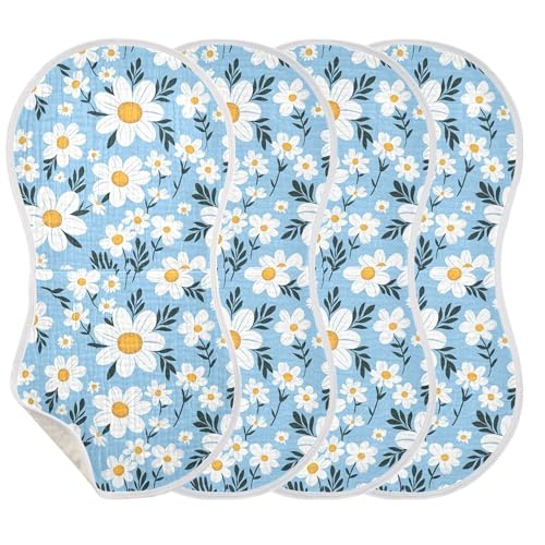 xigua Daisy Pattern Baby Burp Cloths for Newborn Boys and Girls 2 Pack, Soft & Absorbent Cotton Baby Burp Cloth, Baby Washcloths, Newborn Towel, Burp Rags3