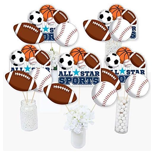 Go, Fight, Win - Sports - Baby Shower or Birthday Party Centerpiece Sticks - Table Toppers - Set of 15