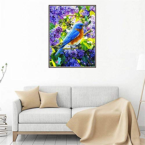 Broderie Diamant 5D Oiseau Bleu Strass Point de Croix Idée Déco Murale - 3