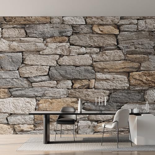 Genérico Papel Pintado Pared de Piedra, Papel Pintado pared Dormitorio Piedra Rústica, Decoracion pared Salon, Fotomurales Tejido no Tejido, 280 x 200 cm K-MZ&1
