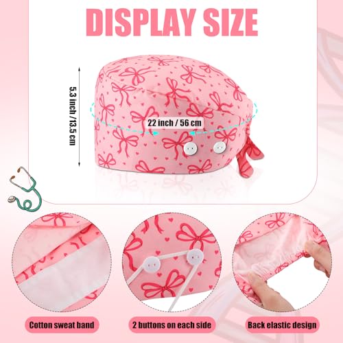 Image of Unittype 4 Pcs Nurse Caps for Women Nursing Working Caps with Button and Sweatband Adjustable Elastic Scrub Hats for Dentist
