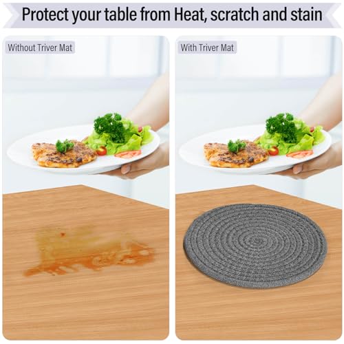 Image of Tidponra 8 inch Trivets Set for Hot Dishes, 4 Heat Resistant Pot Holders Kitchen Counter, Table, Home Essentials, Anti Stain Hot Pads Plate Mats for Hot pots and Pans
