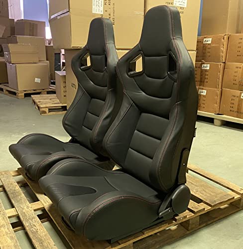 Osias 1Pair Universal Car Racing Seats Pvc Leather With 2 Sliders Sport Seats ，Leather Bucket Seats Sport Adjustable Seats With Sliders #TOP1