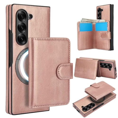 For Galaxy Z Fold 3 �p �P�[�X ������ 2 in 1 Magsafe�Ή��J�[�h�P�[�X�t�� ���U�[ �蒠�^ �T���X�� �M�����N�V�[ Z fold3 �J�o�[ ���z�^ �}�O�Z�[�t�Ή� ���C�����X�[�d�Ή� �X�^���h�@�\ RFID�u���b�L���O �}