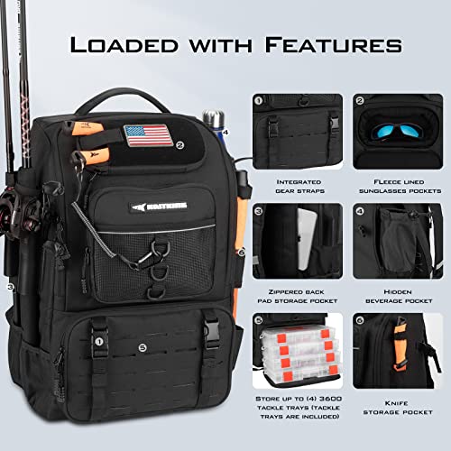 Image of KastKing Karryall Fishing Tackle Backpack with Rod Holders 4 Tackle Boxes,40L Fishing Bag Storage Fishing Gear and Equipment