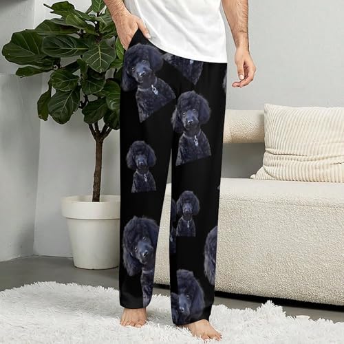 Black Poodle Pet Dog Pajama Pants Men Lightweight Pjs Elastic Waistband Sleep Lounge Pants Fashion Loungewear2