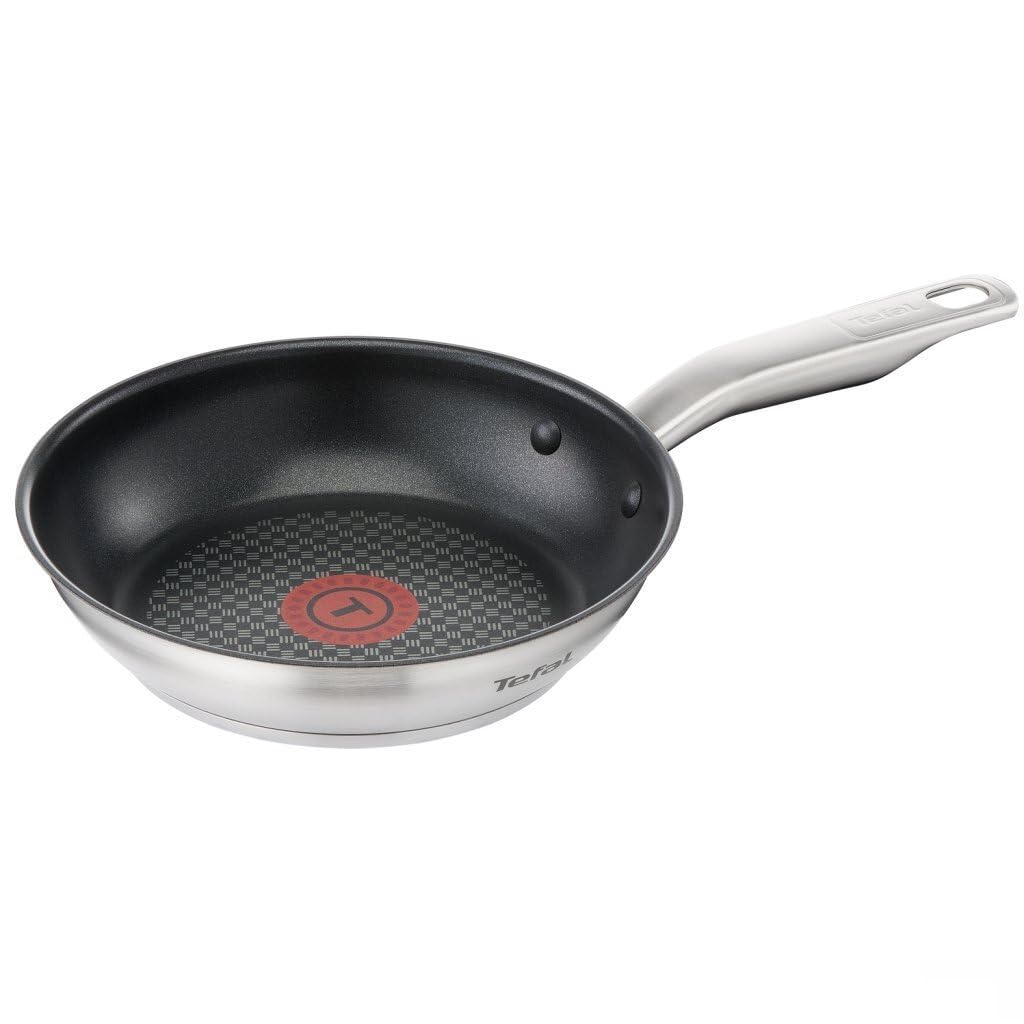 Tefal Stainlesssteel Virtuoso E49104 Stainless Steel Pan 24 Cm Induction Pan With Titanium Pro Non-Stick Coating Thermal Signal At Ideal Frying Temperature Suitable For All Hob Types Faster Frying Results