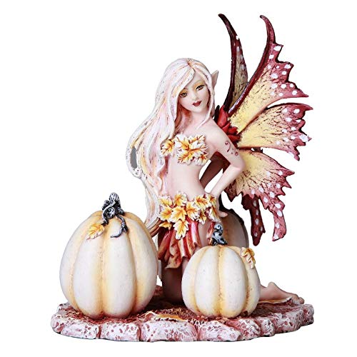 Estatua decorativa de hada calabaza blanca de otoño
