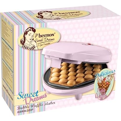Bestron Bubble-Waffeleisen, Waffelmaker für Bubble Waffeln zum Befüllen mit Eis, Schokolade oder Obst, mit Backampel & Antihaftbeschichtung, 700 Watt, Farbe: Rosa – Bild 5