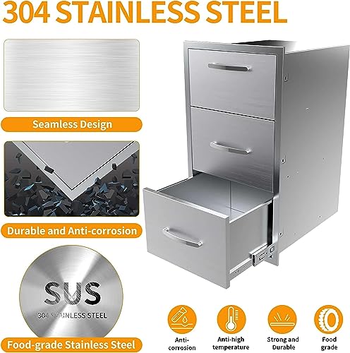 Image of Outdoor Kitchen Triple Drawers 17 inch W x 30 inch H x 21 inch D Built-in BBQ