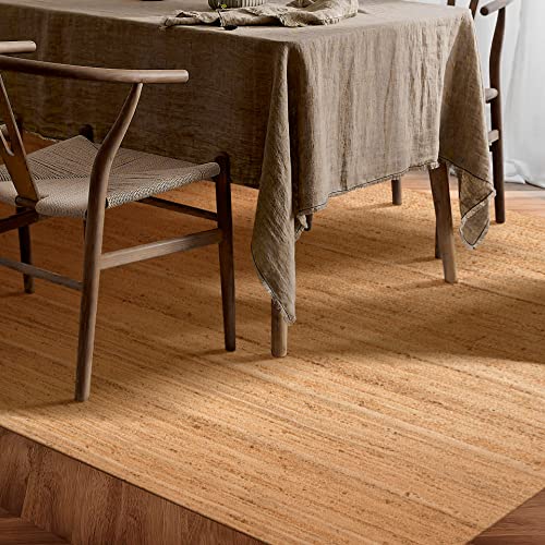 Hausattire Hand Woven Jute Braided Area Rug, 9’x12’ – Natural, Reversible Boho Rugs for Kitchen, Living Room, Bedroom I Farmhouse Decorative Floor Rug, 108x144 Inches