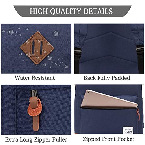 Vaschy School Backpacks For Adults Classic Lightweight Water Resistant Campus Rucksack Blue #TOP3