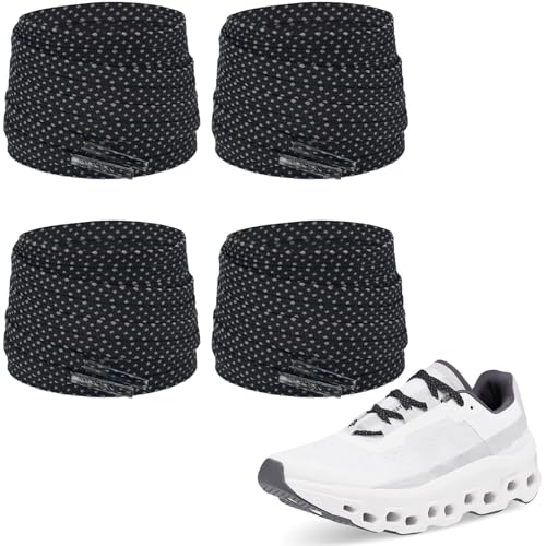 NDTEZUGT 2�g �C�Ђ� ON Cloudmonster �X�j�[�J�[�p 7mm �_�u�� �|���G�X�e�� �t���b�g ���� �C�Ђ� �����p�Ђ�, �u���b�N+�O���[�̃h�b�g�B, 39"/100cm