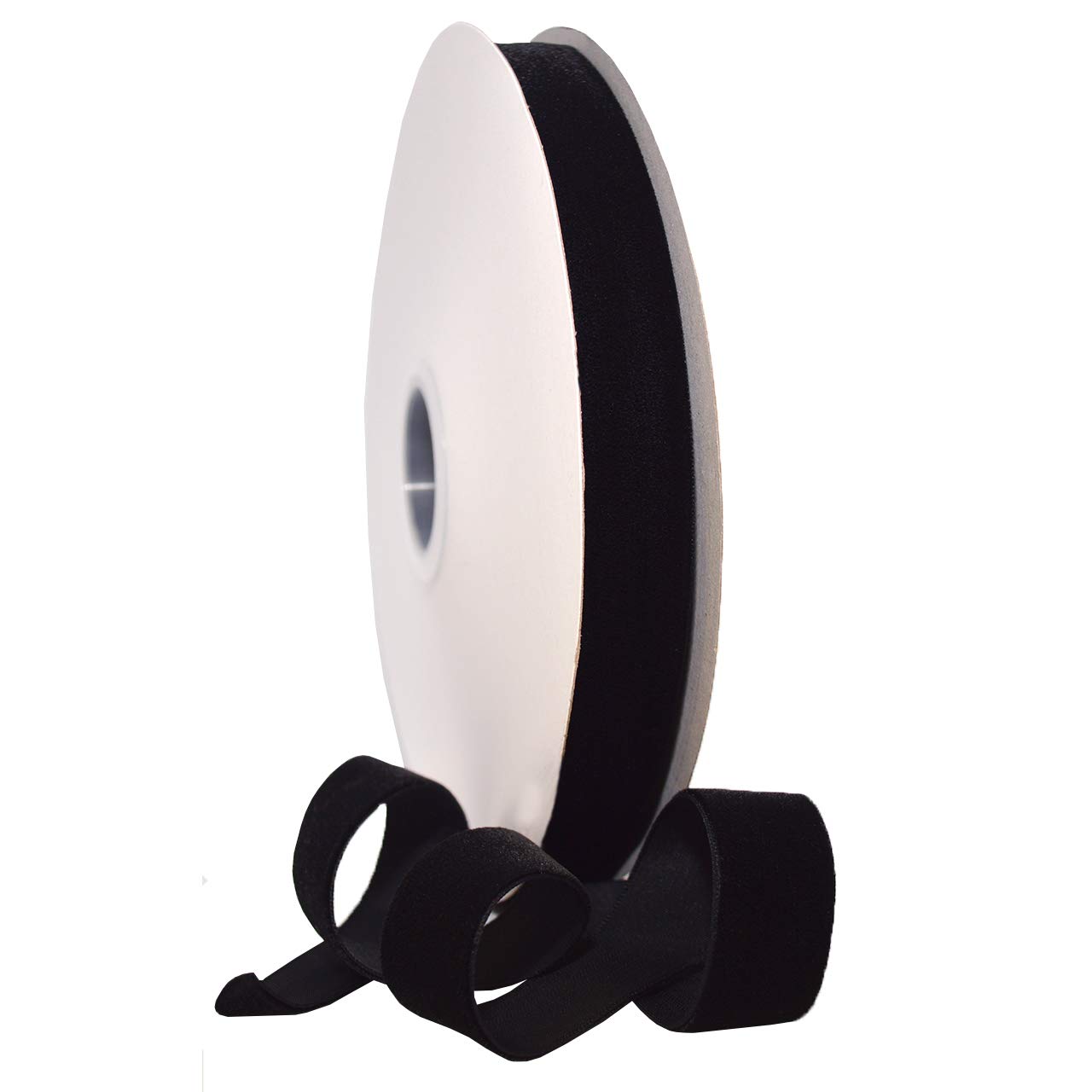 Ruban de velours Noir Morex Ribbon Viviana 1689.22/25-030 de 22 cm x 22 m pour loisirs créatifs