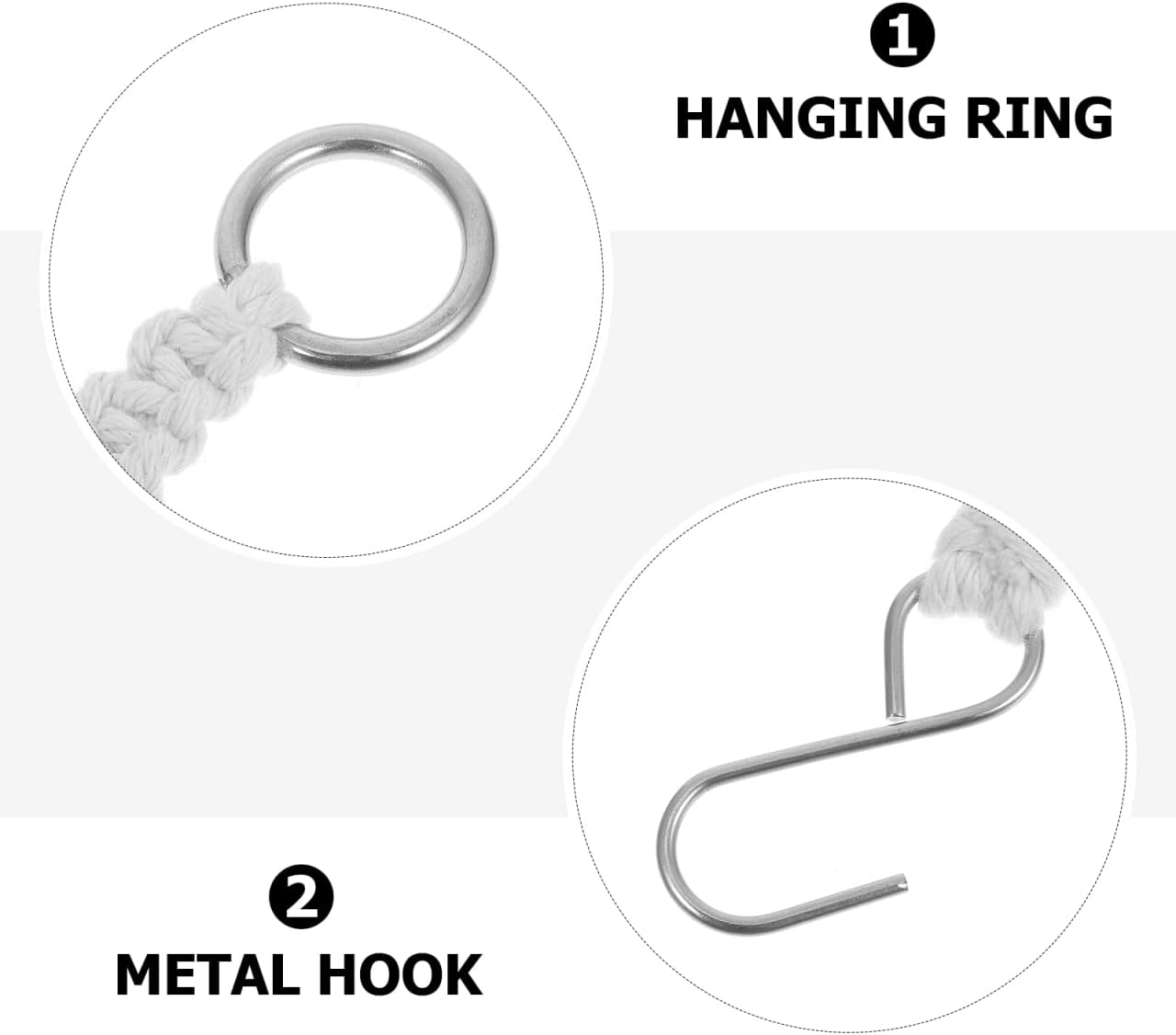 Kisangel Macrame Plant Hanger Extenders 2-Pack Adjustable Cotton Rope with Hooks for Indoor Outdoor Hanging Flower Pot Basket Extension Balcony Porch D Cor