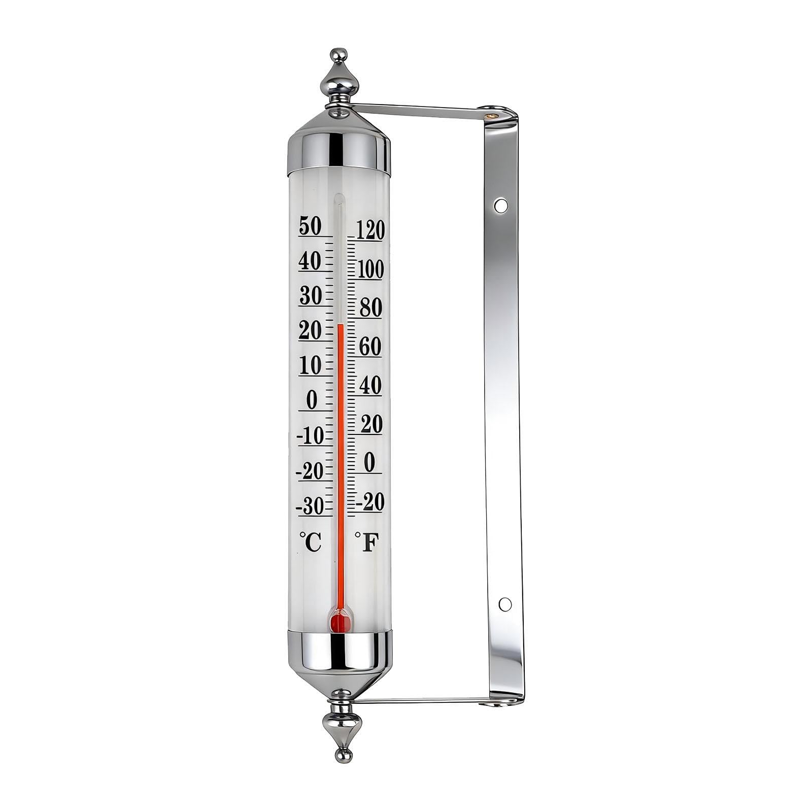 Homyl Outdoor Thermometer Garden Temperature Gauge Rustic Design Installable Measuring Device for Garden Greenhouse Patio - Wall Mount, Silver