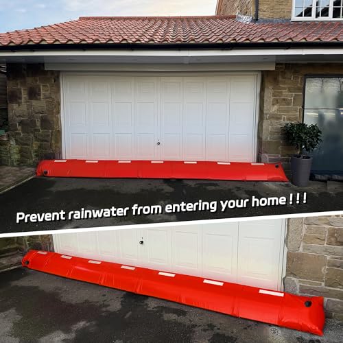 LTCANOPY Hochwassersperre, 4.0 m Länge, 30cm Höhe, Wassergefüllte Flutschutzbarriere, wiederverwendbares PVC-Hochwasserschutzrohr, leichte Wasserbarrieren für Tür, Garage, Zuhause