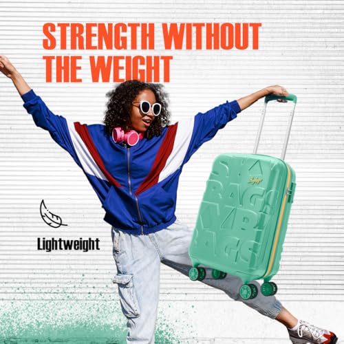 Image of Skybags Polycarbonate (Pc) Graphiq Cabin 55 Cm(Small) Trolley Bags for Travel Hard Case 8 Wheel Spinner Luggage, Lightweight Bag with TSA Lock & Scratch Resistant with 5 Years Warranty (Marine Green)