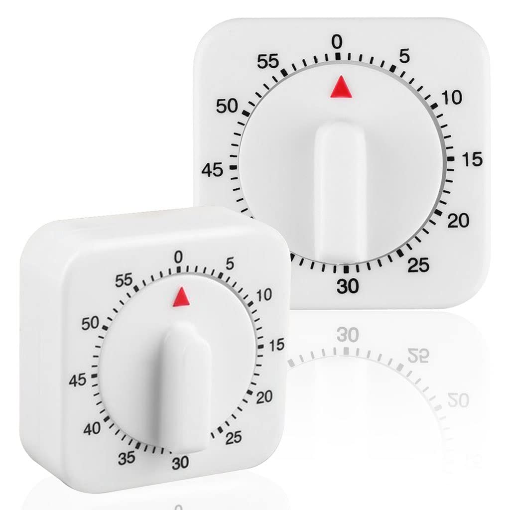 Küchentimer, 60 Minuten, Zählen, quadratisch, Kochen, Alarm, Schlaf, Temporizador, Uhr, mechanische Stoppuhr (D 60 x 60 x 35 mm)