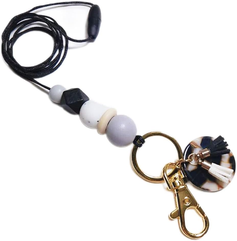 Beaded Lanyard, Breakaway Lanyard, Lanyard Necklace, id Badge Lanyard, Teacher Lanyard, Comes with Key Ring,Teacher Gift,Silicon Lanyard,for Teacher, Employees or Students (B13)