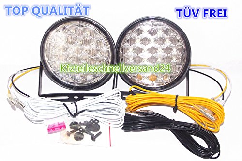 KFZTEILESCHNELLVERSAND24 - Luces diurnas LED redondas (conforme a ECE R87)