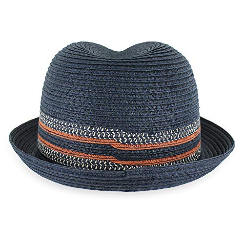 Image of Belfry Men /Women Summer Straw Pork Pie Trilby Fedora Hat in Blue, Tan, Black