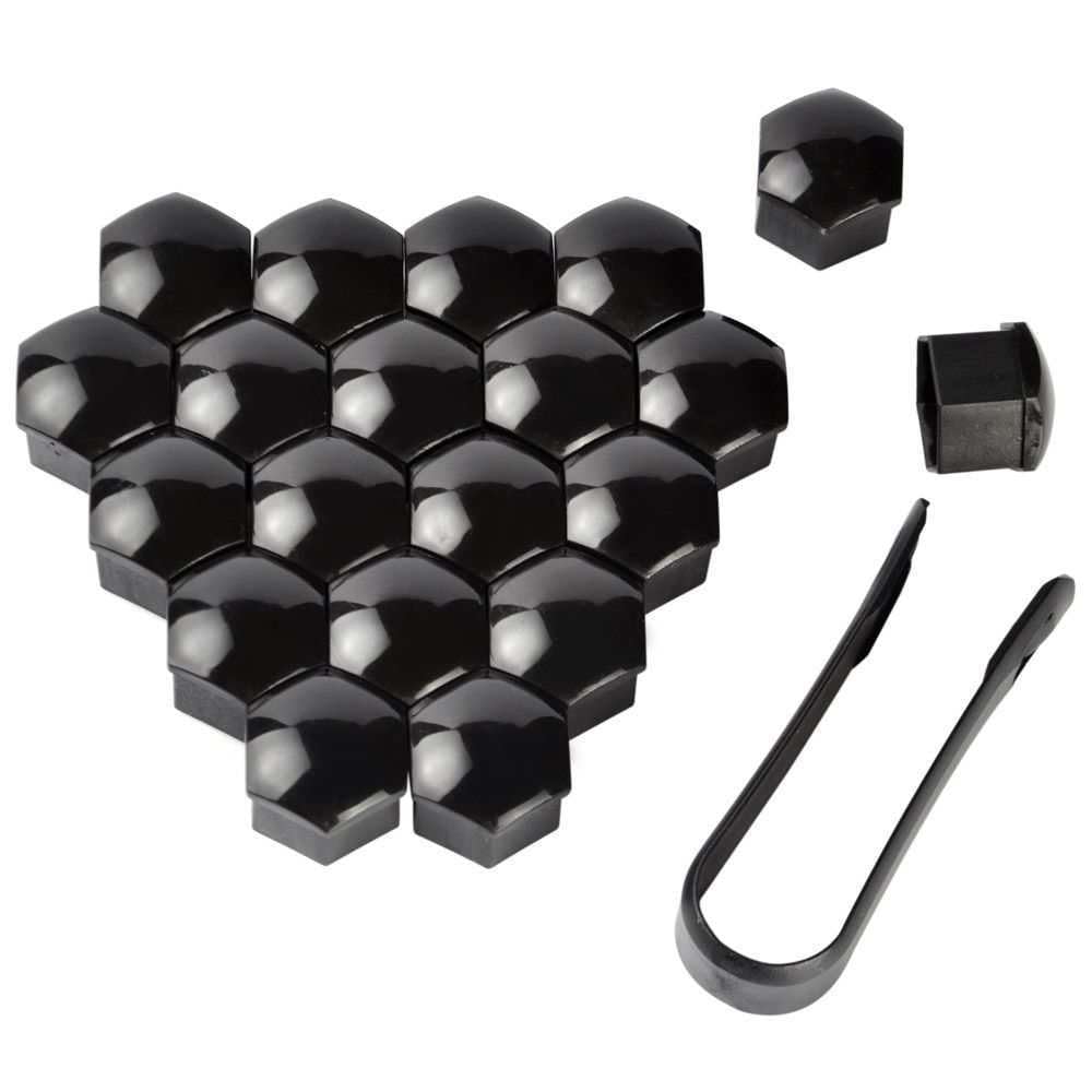 HYLLYP 20pcs Wheel Bolt Nut Covers for Skoda Karoq 2018-2023, Hexagonal Tire Nut Covers With Removal Tool Set(19MM),Black
