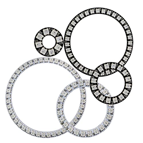 WS2812B - Anillo LED de píxeles direccionables individualmente, 8/16/24/35/45Leds WS2812 CI integrado a todo color Círculo Led Módulos de luz DC5V (8Leds, negro)